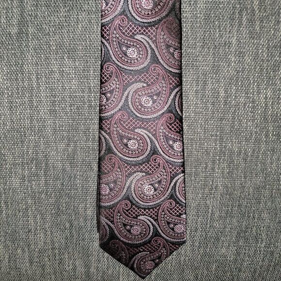 Bill Robinson Men's Red & Black 100% Polyester Hand Made Tie & Hanky Siz… - Picture 2 of 6